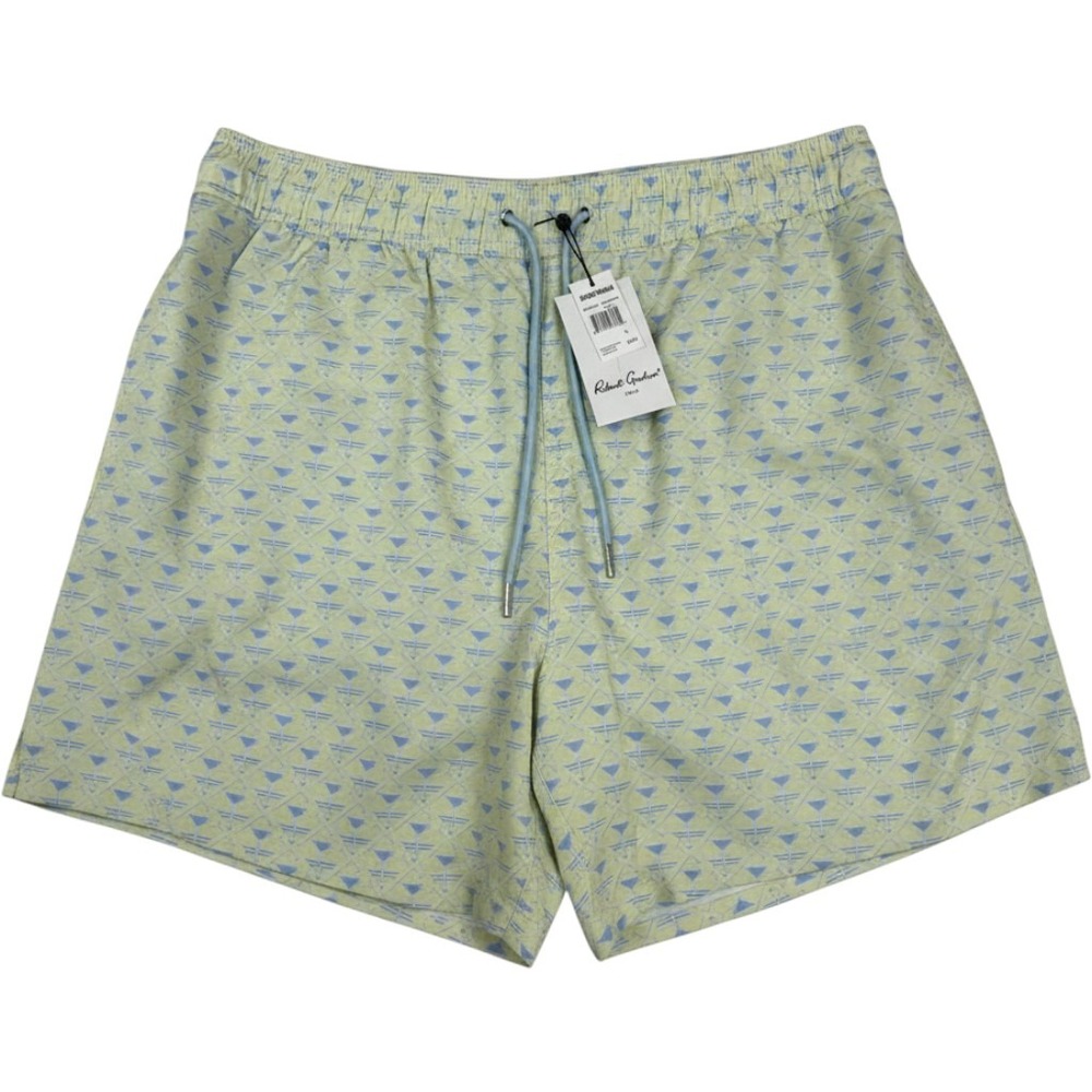 Robert Graham Mens Martini Glass Print Swim Trunks Board Shorts L